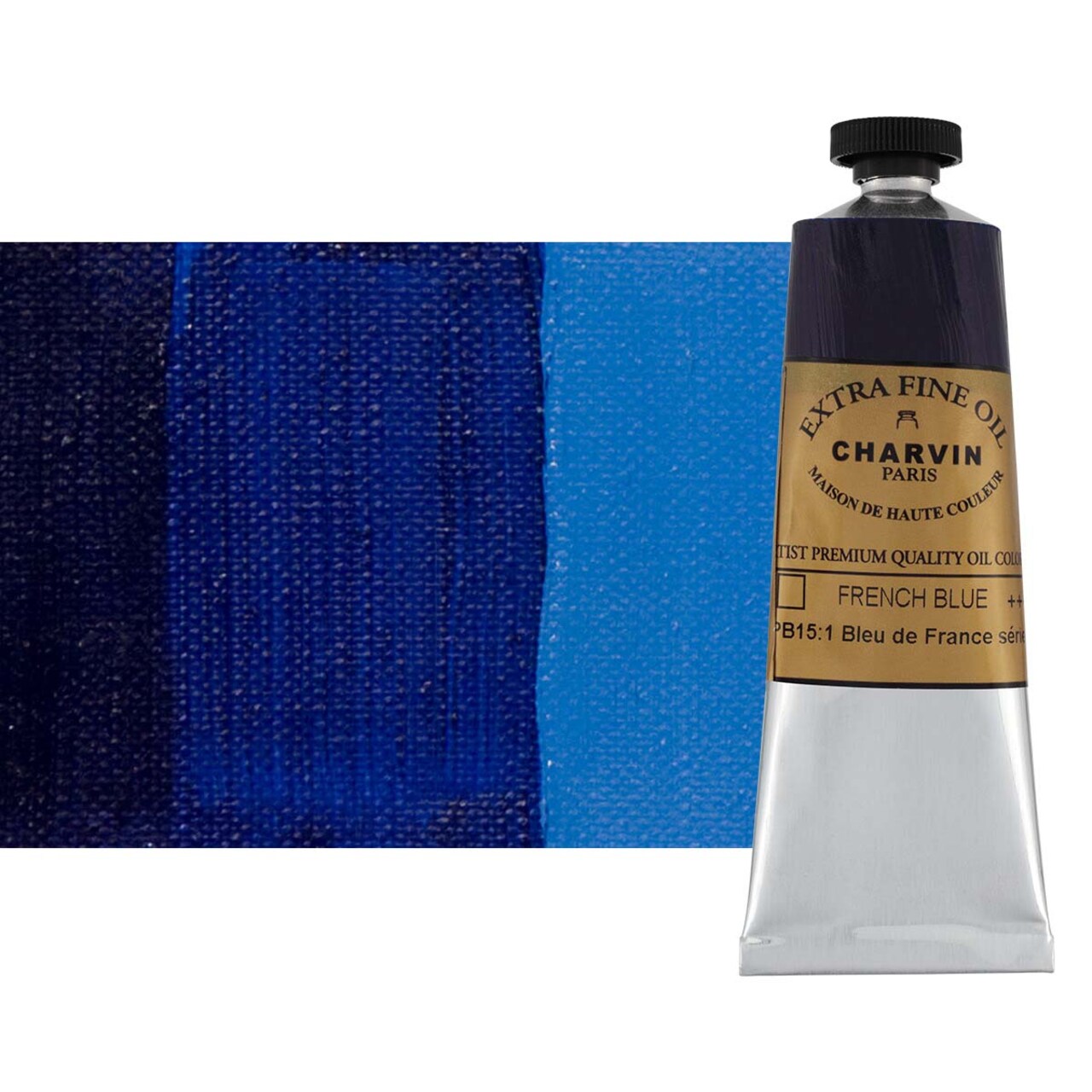 Charvin Extra Fine Oil Paint, French Blue 60 mL - Triple-Milled, Rich Texture, Poppy Oil-Based, Light-Fast, Handmade, Archival Quality